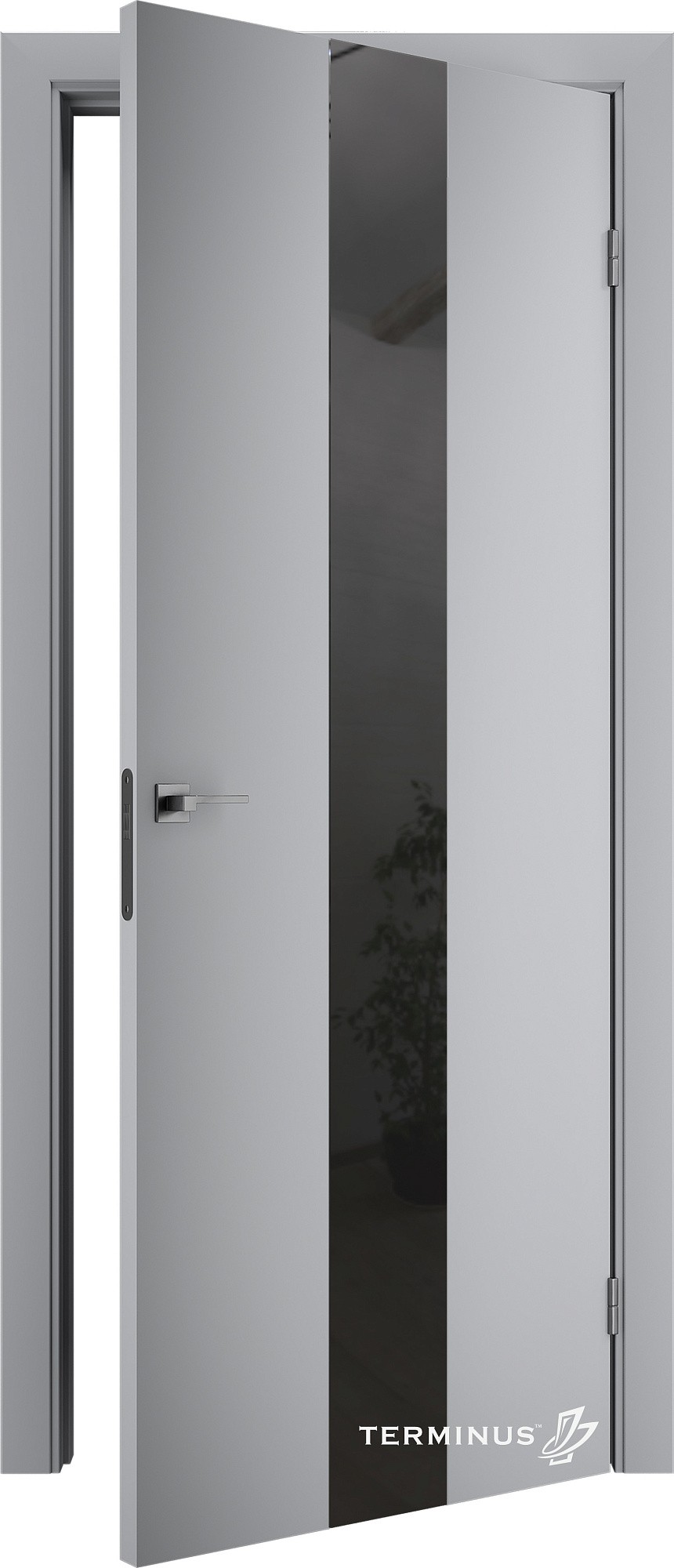 Двери модель 804 Серые (зеркало графит) №1