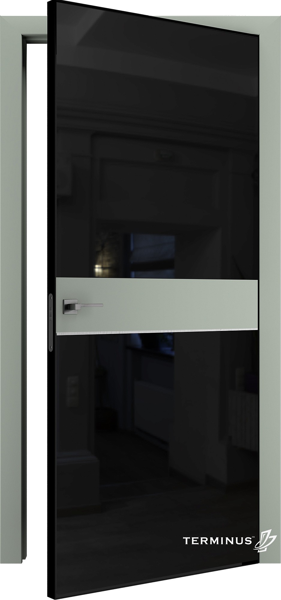 Двери модель 805 Оливин (планилак чёрный) №1