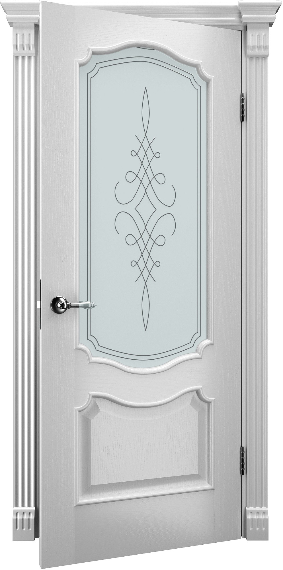 Двері модель 41 Ясен білий Емаль (засклена) №1