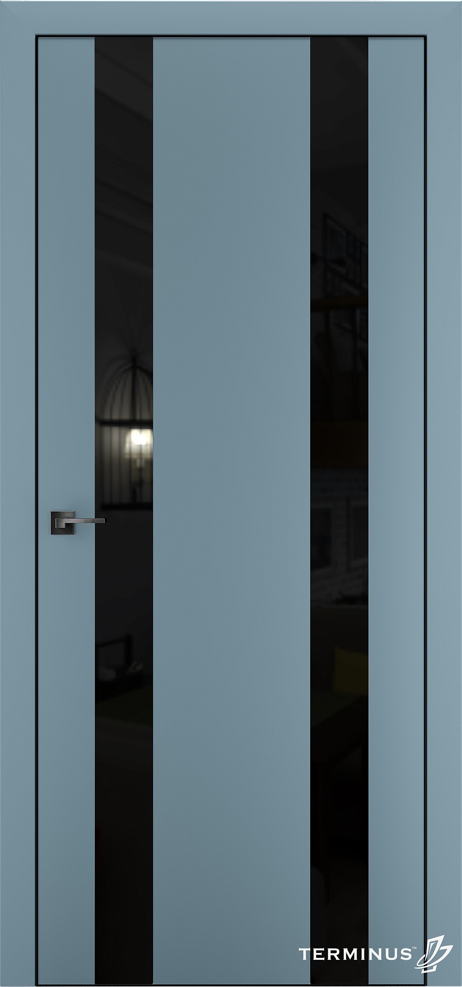 Двери модель 811 Аквамарин (планилак чёрный)