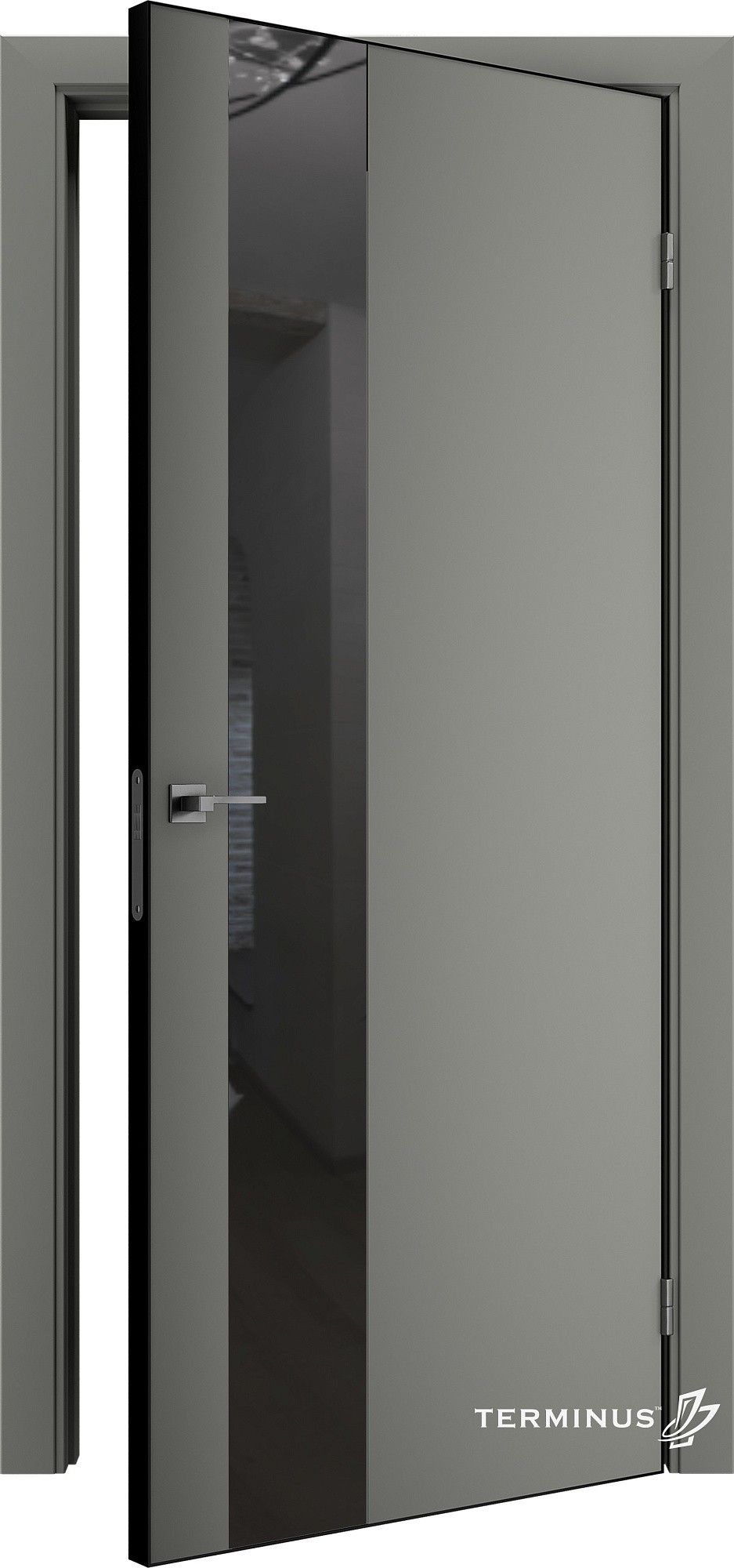 Двері модель 803 Онікс (дзеркало графіт) №1