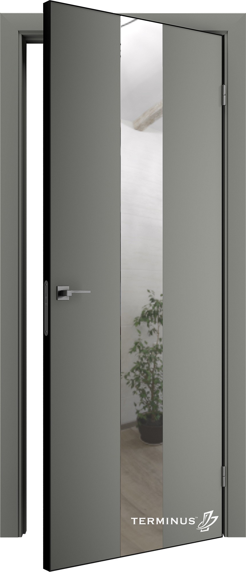 Двери модель 804 Оникс (зеркало серебро) №1