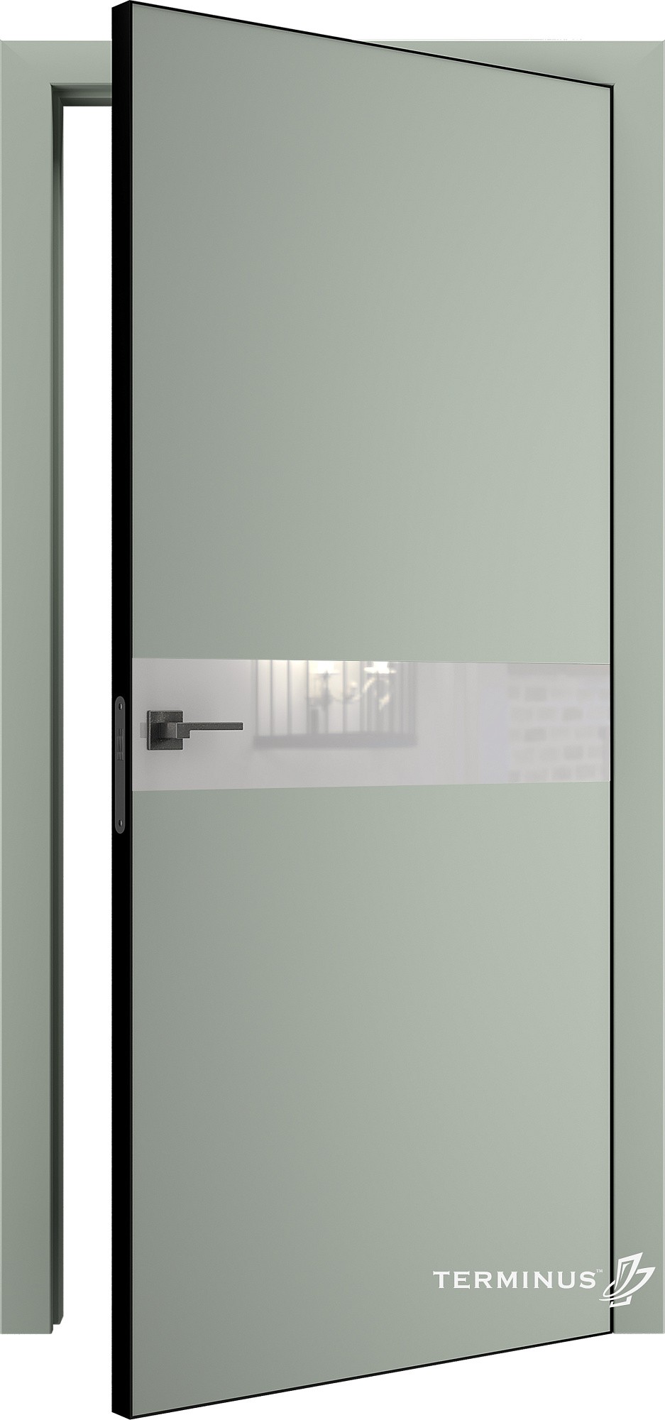Двери модель 806 Оливин (зеркало серебро) №1