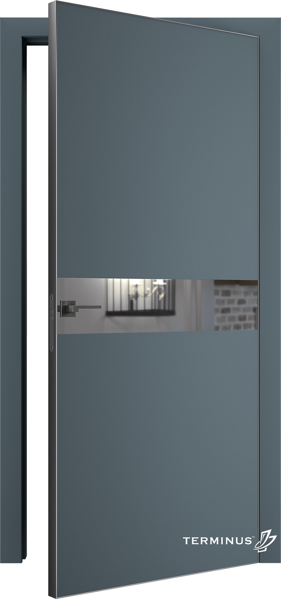 Двери модель 806 Малахит (зеркало серебро) №1