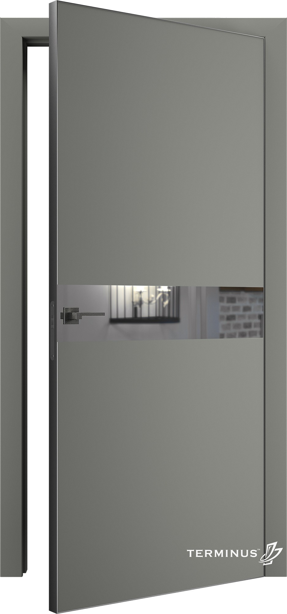 Двери модель 806 Оникс (зеркало серебро) №1